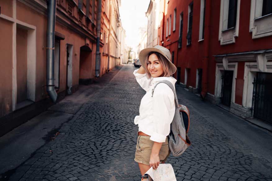 A traveller exploring a local street